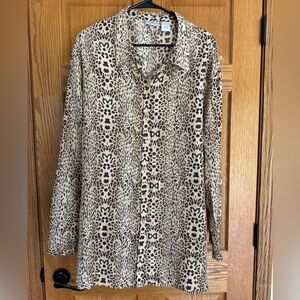Vintage Spiegel 100% Silk Animal Print Blouse | Size 18